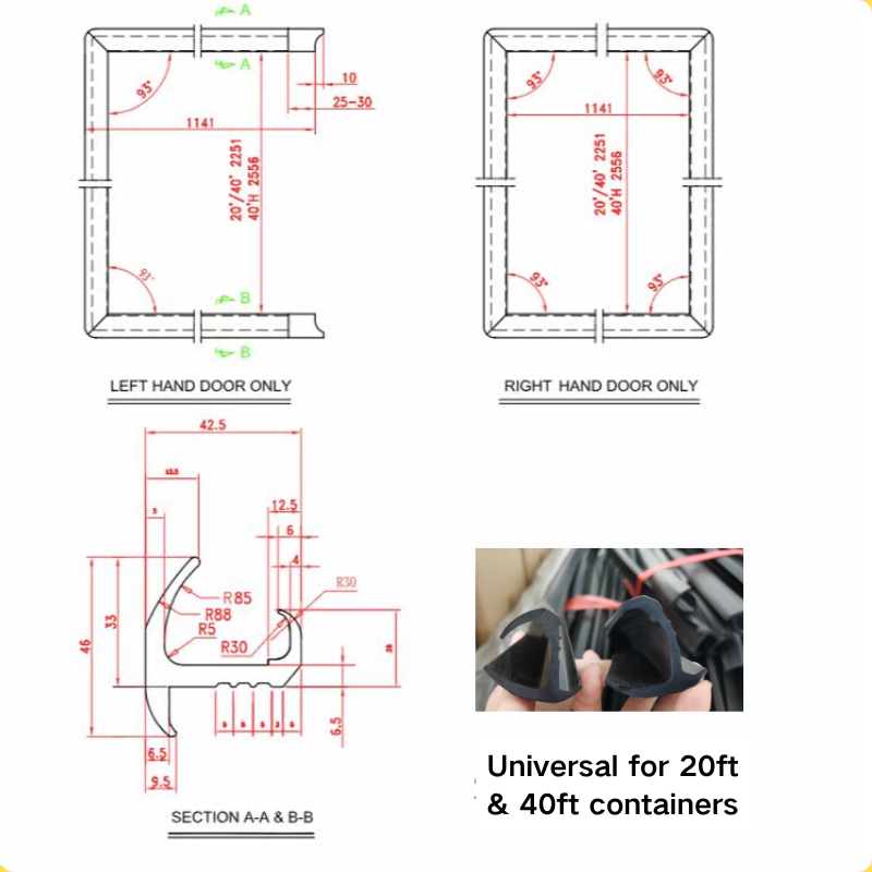 J-Type EPDM Container Door Gasket | Weatherproof Shipping Container Sealing Strip